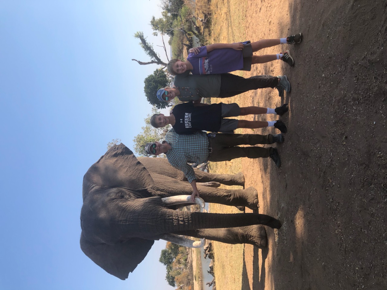 Family with elephant